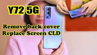 Vivo Y72 5G remove back cover Replace screen  easy open vivo y72 [upl. by Lyrrad]