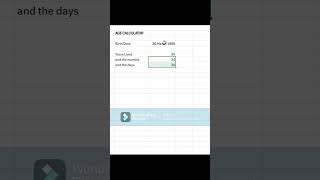 AGE CALCULATOREXCELLEARNING HACKSMK [upl. by Ayitahs]