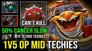 NEW OP MID TECHIES 1v5 Satanic  Eye of Skadi 50 Slow Attack Raid Boss Tank Hard Carry Dota 2 [upl. by Fineman]