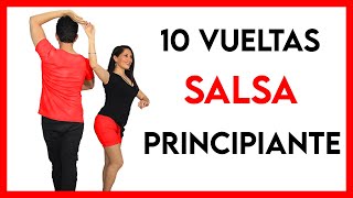 10 VUELTAS de SALSA para PRINCIPIANTES 🔥💃 [upl. by Siraj]