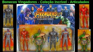 4 Bonecos Vingadores Ultimato Homem de Ferro Visão Pantera Negra Hulk Marvel Avengers Endgame [upl. by Truk]