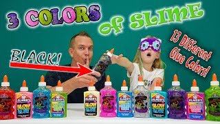 3 COLORS OF GLUE SLIME CHALLENGE All 13 New Colors to Pick w My Dad [upl. by Ahsenad]