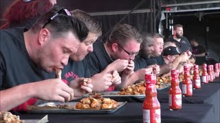 Grillstock London Franks RedHot Wing Eating Contest Sun 6 Sept 2015🍗🌶🔥 [upl. by Enairb]