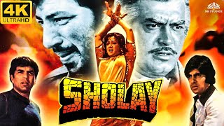 SHOLAY Full Movie 4K  Amitabh Bachchan Dharmendra Hema Malini  Bollywood Movies [upl. by Ennaitsirk]