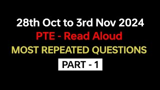 PTE Read Aloud Part1 Oct 2024  Exam Prediction  Read Aloud pte practice with answers pte [upl. by Arne]