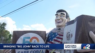 Cape Coral’s iconic Big John statue taken apart for repairs [upl. by Ittak]