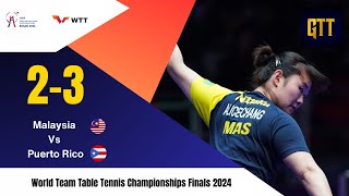 Epic battle between Malaysia and Puerto Rico at the World Team Table Tennis Championships 2024 [upl. by Eentirb567]