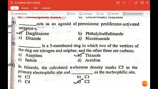 MCQs on Unit 4 Heterocyclic compoundsPoc mcqsPharmaceutical organic chemistry 3 4th semester [upl. by Lyrpa768]