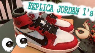 UNBOXING UA REPLICA of the OFF WHITE AIR JORDAN 1s from WONDERKICKS [upl. by Einafpets305]