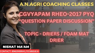 CGVYAPAM RHEO 2017 QUESTION PAPER DISCUSSION IMPORTANT DRIERS FOAM MAT DRIER [upl. by Emya931]