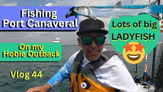 Vlog 44 Dancing Ladyfish Fishing in my hobie outback kayak in Port Canaveral Florida [upl. by Nodnart]