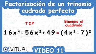 Factorización de un Trinomio Cuadrado Perfecto Video 11 de 12 [upl. by Valery]