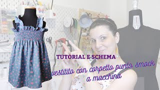 Tutorial vestito corpetto arricciato con punto smock filo elastico senza cartamodello [upl. by Vine]