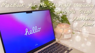 ✨🌱m2 macbook air starlight aesthetic asmr unboxing apple macbookairm2 asmr unboxing [upl. by Merow]