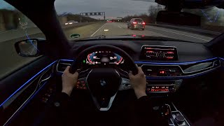 2021 BMW 730d  286 HP  NIGHT POV DRIVE  TOP SPEED on the AUTOBAHN  Frankfurt  ASMR [upl. by Suzzy]