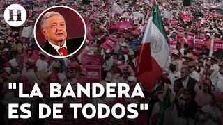 AMLO asegura que bandera no será retirada del Zócalo ante la movilización de la Marea rosa [upl. by Syhr]