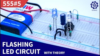 Adjustable FlashingBlinking LED circuit on Breadboard  555 Timer Project 5 [upl. by Netsruk]