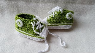 Babyschuhe häkeln – Turnschuhe – Sneakers  Teil 3  Lasche by BerlinCrochet [upl. by Clark]