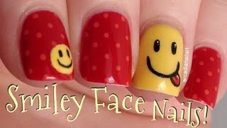 Smiley Face Nail Art  ArcadiaNailArt [upl. by Bailie]