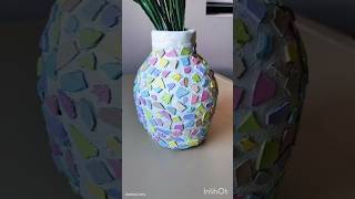 Mosaic art on earthern vase fevicrylfevismart24 mosaic flowervaseideas clay [upl. by Ibrek957]