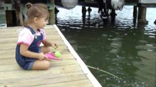 2 year old girl fishing catch and release get em karley [upl. by Alyhs419]