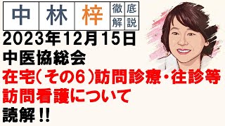 【中林梓】梓の勝手な独り言（2023 12 15中医協総会 在宅（その6）訪問診療・往診等、訪問看護について） [upl. by Hutchinson182]