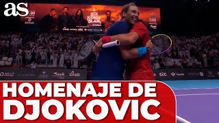 El HOMENAJE de DJOKOVIC a NADAL tras su ÚLTIMO PARTIDO [upl. by Adnirem]