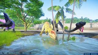 Giant T Rex Dinosaur Evolution Battle Hunting Spinosaurus Giganotosaurus in Jurassic World Dominion [upl. by Eivod]