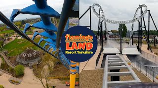 Every BIG Roller Coaster at Flamingo Land  Front Seat OnRide POVs 4K [upl. by Sillihp]