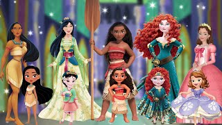 Five Popular Disney Princesses Songs for Kids  Disney Princess Pocahontas Mulan Moana Merida Sofia [upl. by Lyrred]