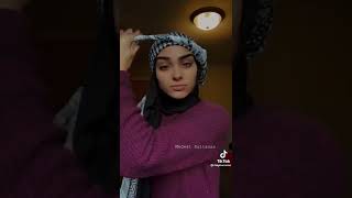 How to tie a kufiya to a hijab 🤍 الكوفية hijabi tiktokhijab hijabiz palestinian hijabista [upl. by Meneau]