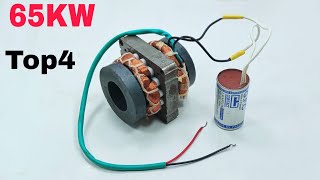 Amazing Most Powerful Top4 Free Energy Generator 65Kw electricity 220volt light bulb for experiment [upl. by Ytsur]