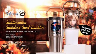 Personalize Sublimation Tumbler with Handle amp Straw Lid  Orca Coatings  Global Supply  Photo USA [upl. by Nedak]