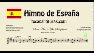 Himno de España Partitura de Saxo Alto Barítono y Trompa o Corno Francés Marcha Real [upl. by Yddet69]