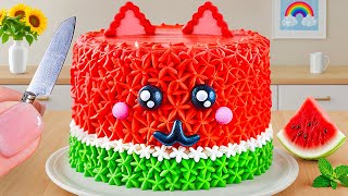 Mini Chocolate Cake with Watermelon Buttercream 🍉 Easy Cake Decorating Hacks [upl. by Culhert]