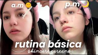 Rutina Matutina y Vespertina de Skincare Coreano 🍡 Rutina básica para diario 🫧 [upl. by Licha]