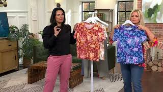 AnyBody Lounge Cozy Knit ShortSleeve Printed Tee on QVC [upl. by Akimal]