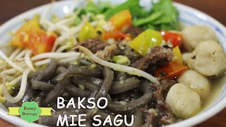 Resep Bakso Mie Sagu Noodles Sago Meatball Recipe [upl. by Inalem]