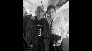 Adam Lambert with Eddie Redmayne backstage at the Kit Kat ClubCabaret on Broadway October 16 [upl. by Omrelliug876]