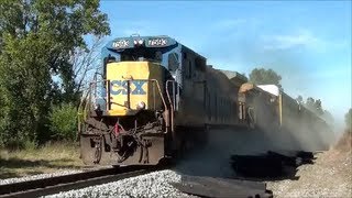 Standard Cab Kicking up a Cloud of Fresh Ballast Dust CSX 7593 [upl. by Nahgen983]