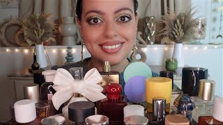 ASMR PERFUME COLLECTION  Fall Perfume Tray 2023 glass tapping lid sounds liquid sounds [upl. by Naujuj]