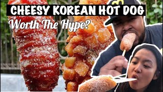 POPULAR KOREAN CHEESE HOT DOG  Worth The Hype [upl. by Adnilahs]