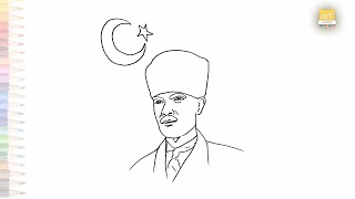 Mustafa Kemal Atatürk drawing  Easy drawing videos  How to draw Mustafa Kemal Atatürk step by step [upl. by Eecrad]