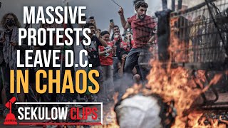 CHAOS American Flags Ripped Down and Burned in DC Protests [upl. by Magdau]