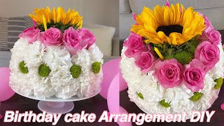 Floral Cake DIY  How To Make A Birthday Cake Flower Arrangement  Easy Step By Step🎂🌻🌸 [upl. by Adlin]