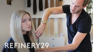 My Long Hair Transformation With 20in Blond Extensions ft Anna Sitar  Hair Me Out  Refinery29 [upl. by Giordano858]