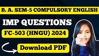 B A SEM5 COMPULSORY ENGLISH IMP QUESTIONS  DOWNLOAD PDF COMPULSORY ENGLISH IMP QUESTIONS2024 [upl. by Adriane]