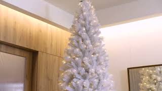 Brief Overview of Glitzhome 10ft PreLit White Pine Slim Artificial Christmas Tree [upl. by Adnerak]