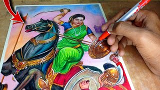 Kittur Rani Chennamma drawing from colour pencilPart2karnataka rajyotsava special drawing [upl. by Ona49]