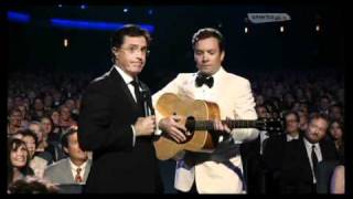 Jimmy Fallon and Stephen Colbert sing at the emmys [upl. by Rapsag249]